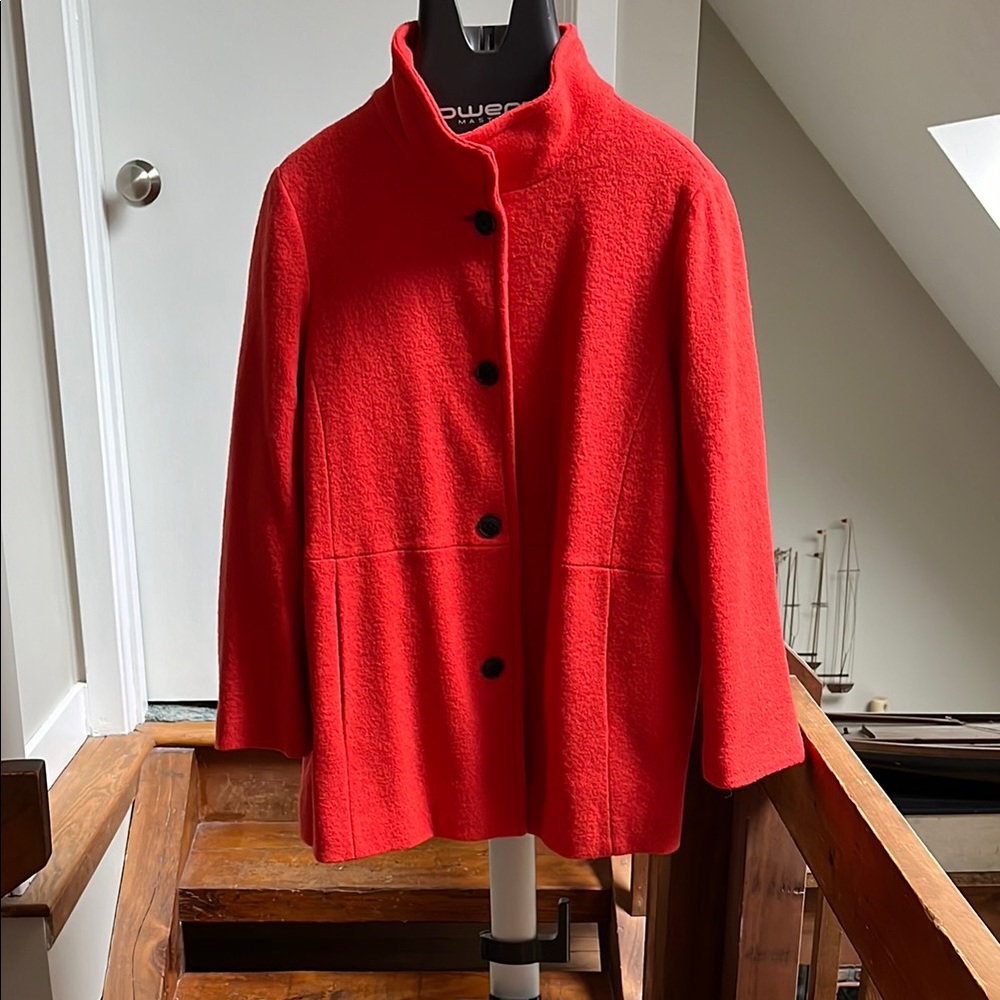 Lands End Coral Wool/rayon jacket with Black Buttons 20W